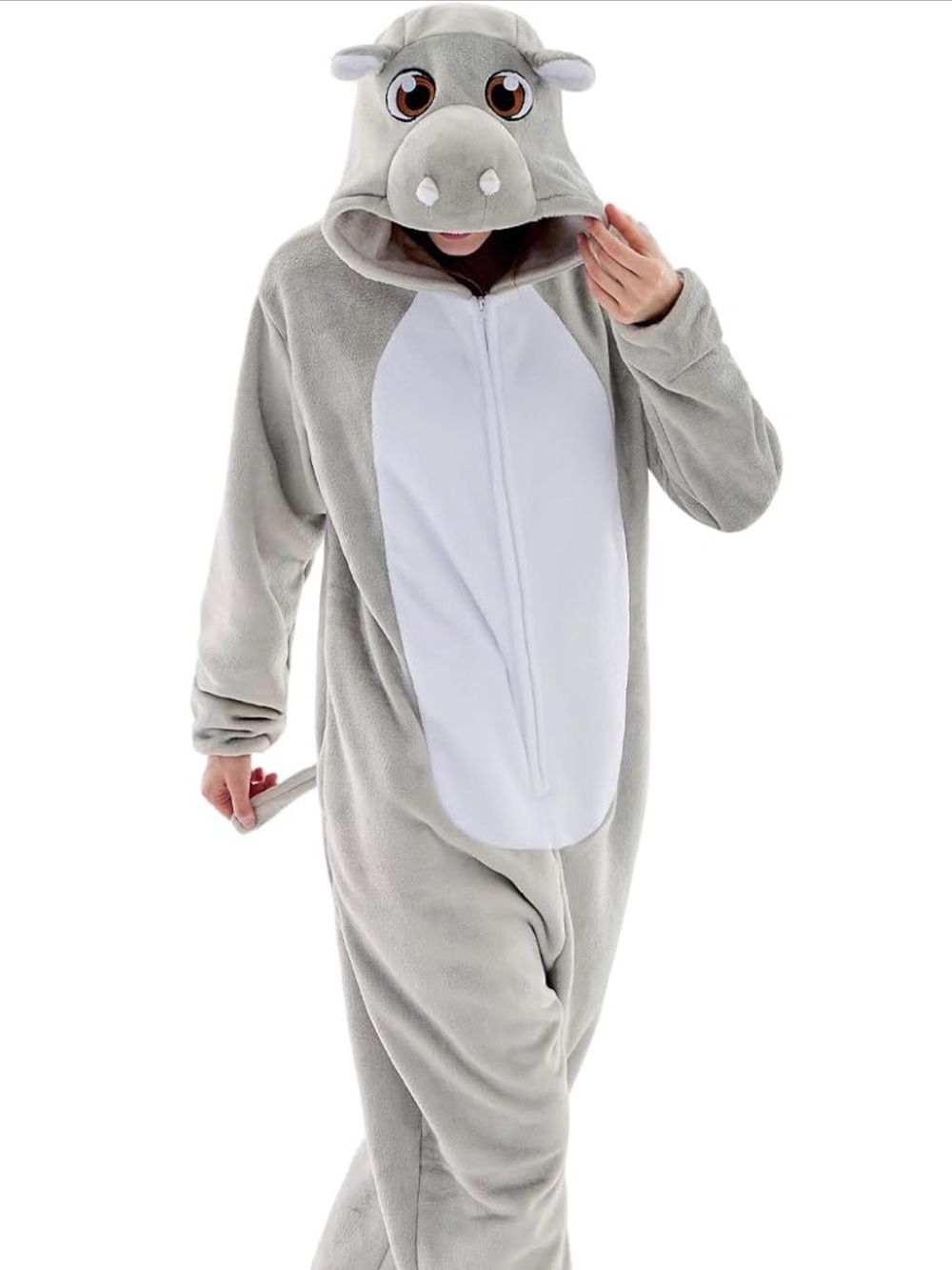Adult Grey Hippo Pajamas Costume Onesie size 2x new